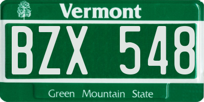 VT license plate BZX548