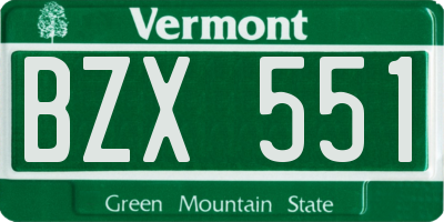 VT license plate BZX551