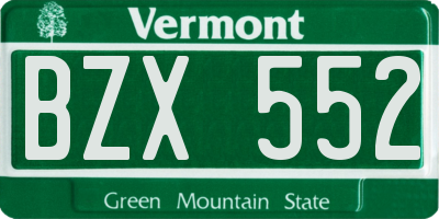 VT license plate BZX552