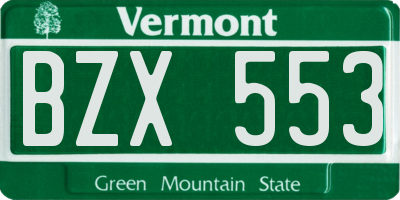 VT license plate BZX553