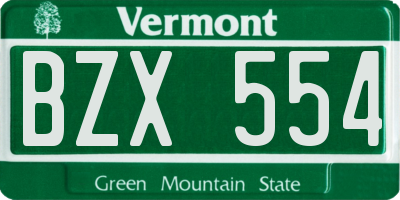 VT license plate BZX554