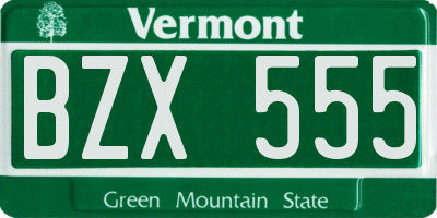 VT license plate BZX555