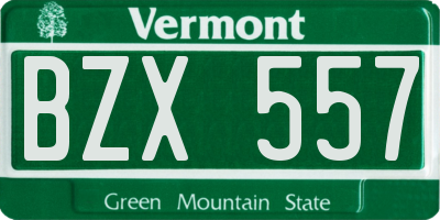 VT license plate BZX557