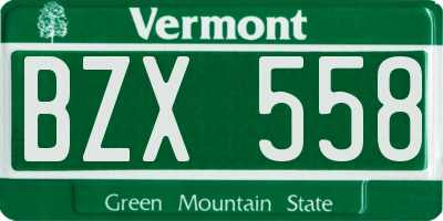 VT license plate BZX558