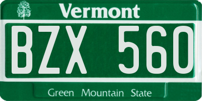 VT license plate BZX560