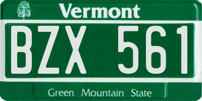 VT license plate BZX561