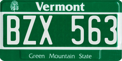 VT license plate BZX563