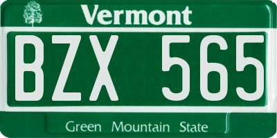 VT license plate BZX565