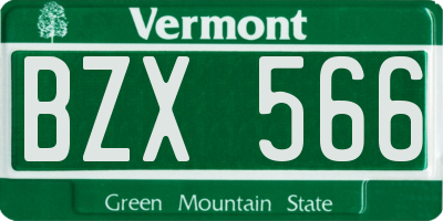 VT license plate BZX566