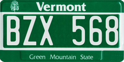 VT license plate BZX568