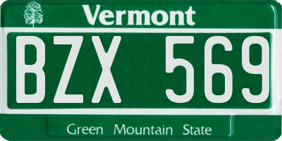 VT license plate BZX569
