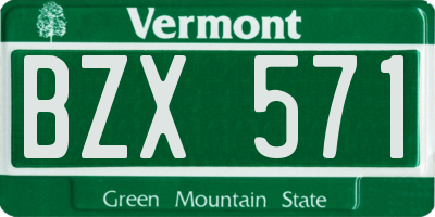 VT license plate BZX571