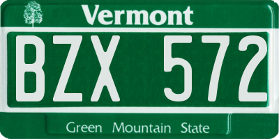VT license plate BZX572