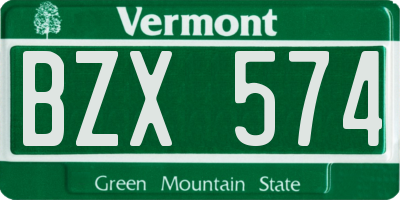 VT license plate BZX574