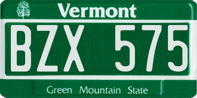 VT license plate BZX575