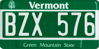 VT license plate BZX576