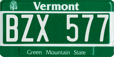 VT license plate BZX577