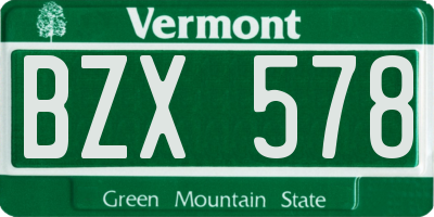 VT license plate BZX578