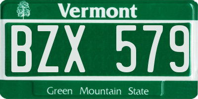 VT license plate BZX579