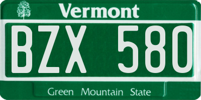 VT license plate BZX580