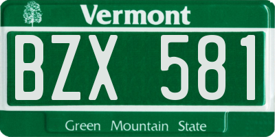 VT license plate BZX581