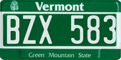 VT license plate BZX583