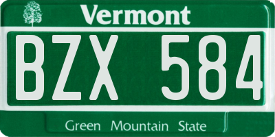VT license plate BZX584