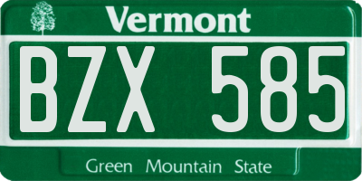 VT license plate BZX585