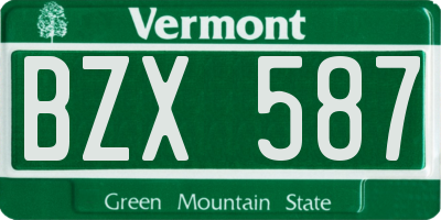 VT license plate BZX587