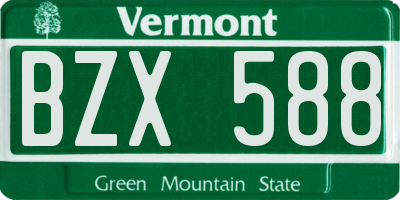 VT license plate BZX588