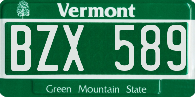 VT license plate BZX589