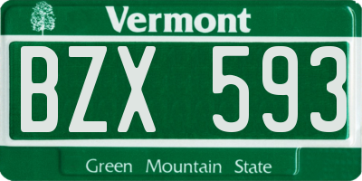 VT license plate BZX593
