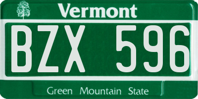 VT license plate BZX596
