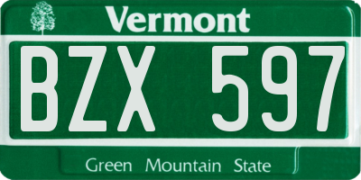 VT license plate BZX597