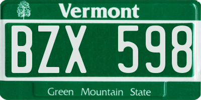 VT license plate BZX598