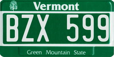 VT license plate BZX599