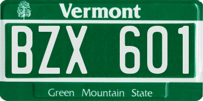 VT license plate BZX601