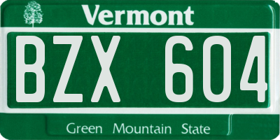 VT license plate BZX604