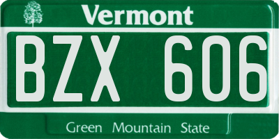 VT license plate BZX606