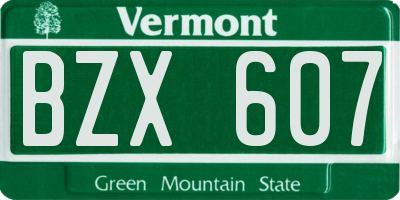 VT license plate BZX607
