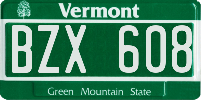 VT license plate BZX608