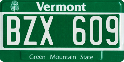 VT license plate BZX609