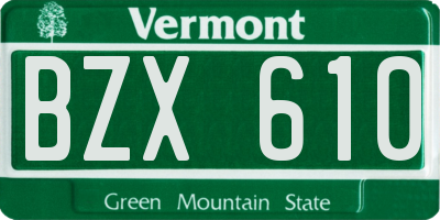 VT license plate BZX610