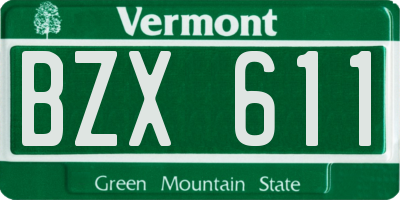 VT license plate BZX611