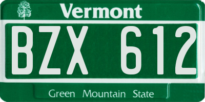 VT license plate BZX612