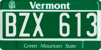 VT license plate BZX613