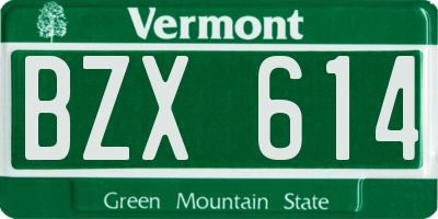 VT license plate BZX614