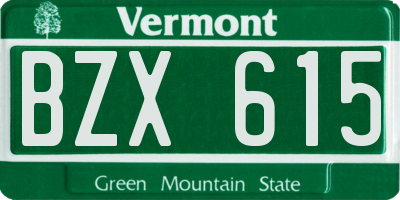 VT license plate BZX615