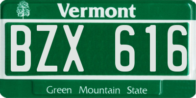 VT license plate BZX616