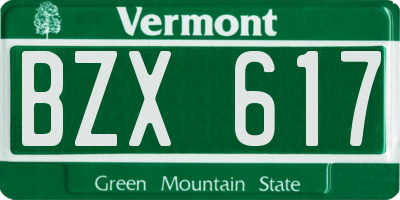 VT license plate BZX617